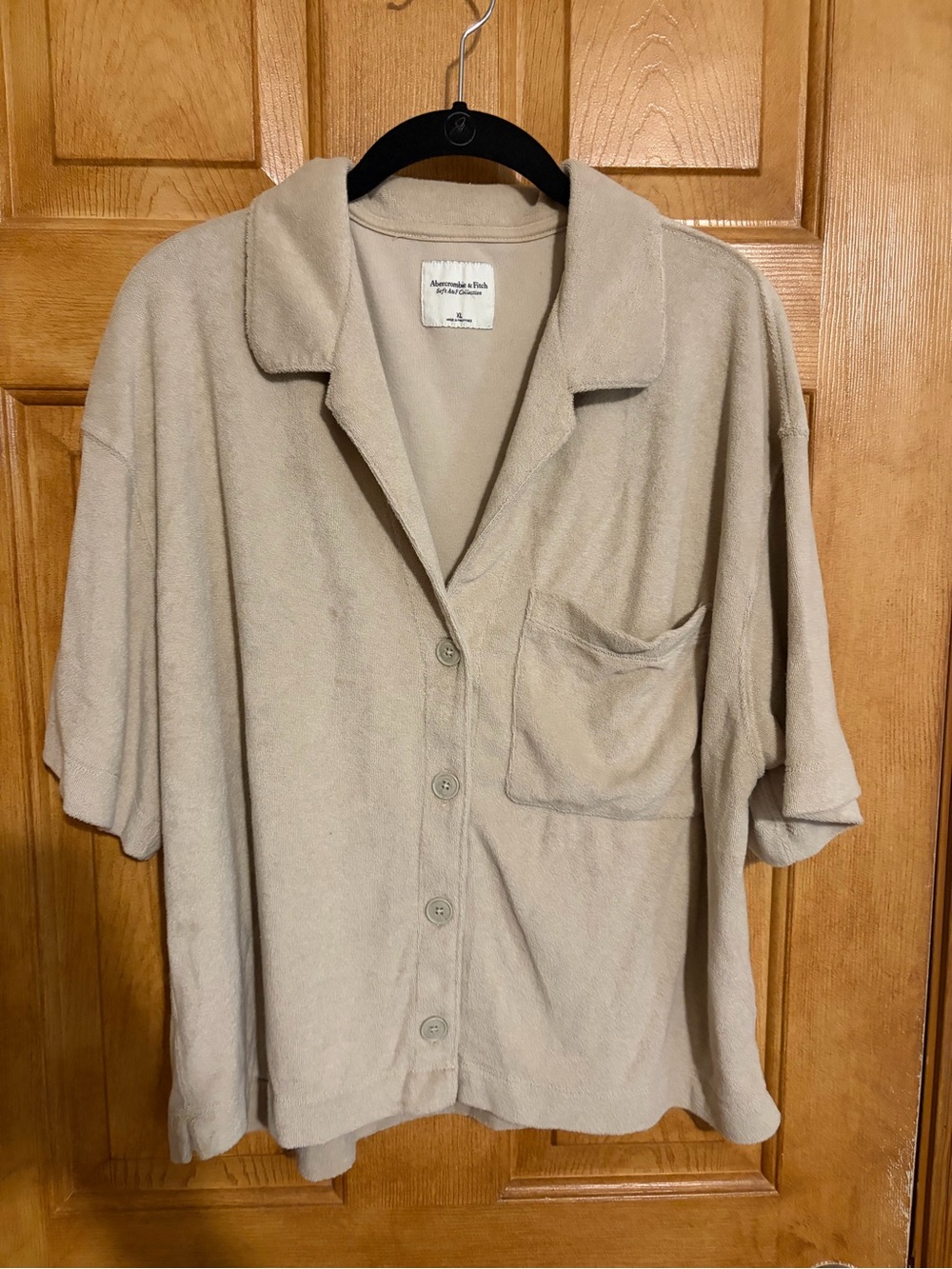 Abercrombie & Fitch Women’s Beige Terry Short-Sleeve Shirt